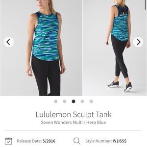 Lululemon Sculpt Tank Seven Wonders sz 8